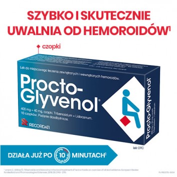 Procto-Glyvenol, 400 mg + 40 mg, czopki doodbytnicze, 10 sztuk