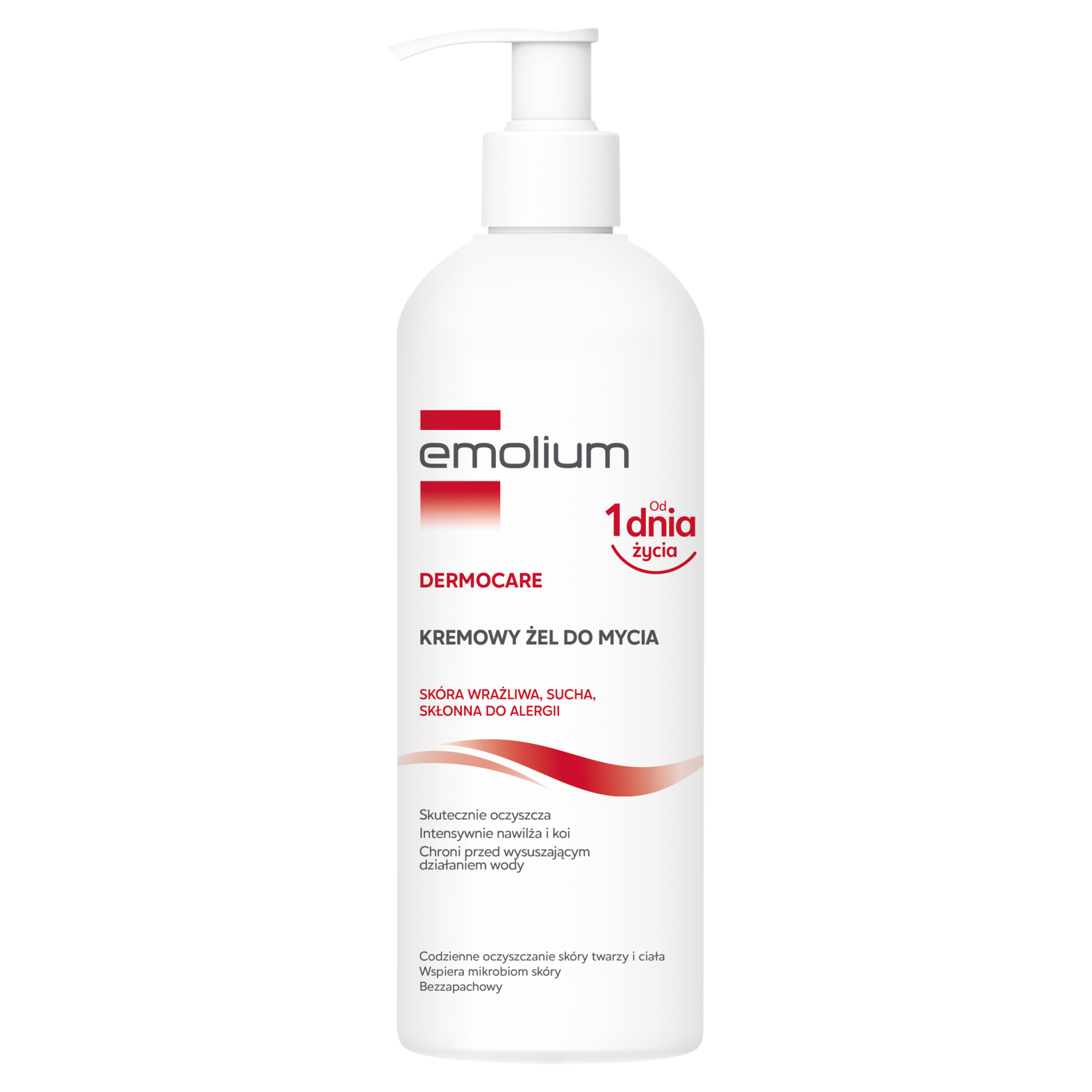 Emolium Dermocare, kremowy żel do mycia do skóry wrażliwej, suchej, skłonnej do alergii, 400 ml zdjęcie