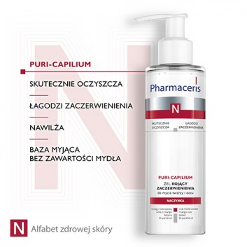 Pharmaceris N Puri-Capilium, żel kojący zaczerwienienia, do mycia twarzy i oczu, 190 ml