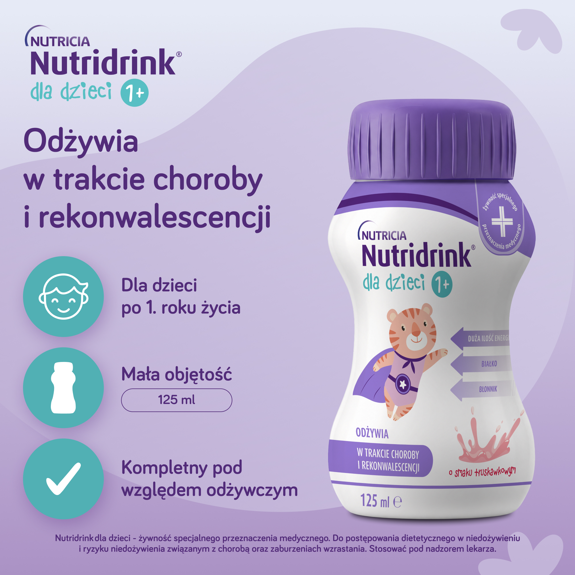 Nutridrink dla dzieci o smaku truskawkowym, 4x125 ml
