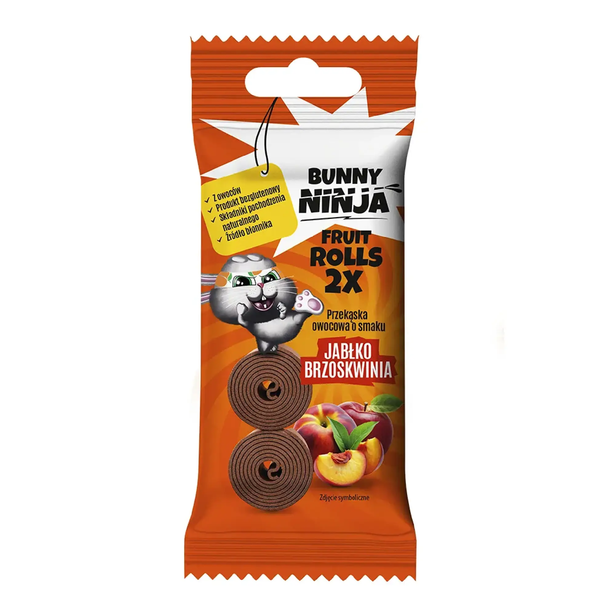 Bunny Ninja Double Roll Przekąska, jabłko-brzoskwinia, 30g zdjęcie