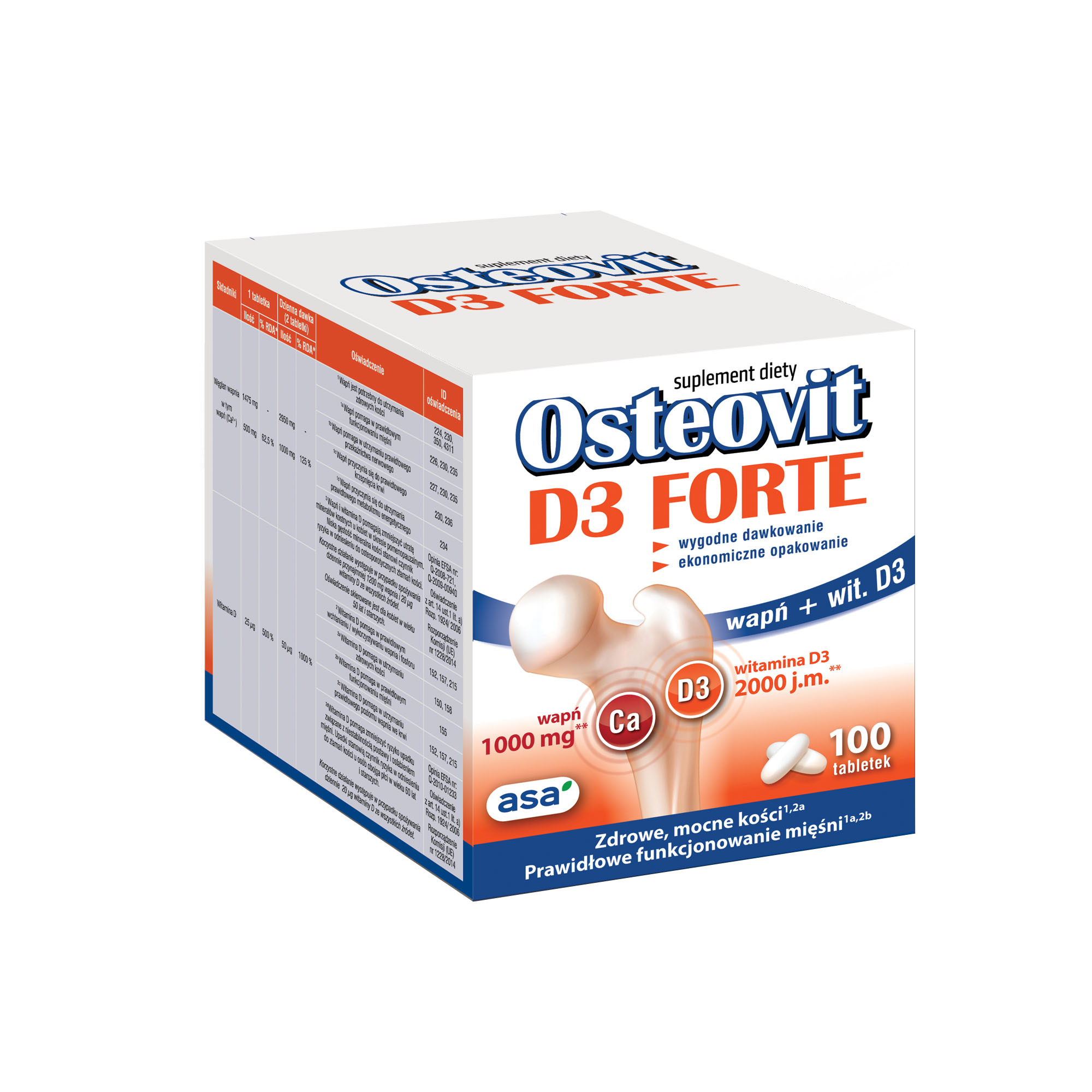 OSTEOVIT D3 FORTE, wapń + D3 na osteoporozę, 100 tabl. zdjęcie