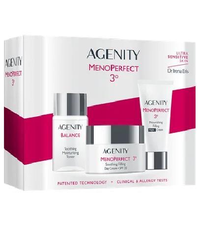 Agenity Zestaw Menoperfect 3° Łagodzący krem wypełniający na dzień SPF 20, 50 ml + Odżywczy krem wypełniający na noc, 50 ml +  Łagodzący tonik nawilżający, 25 ml zdjęcie