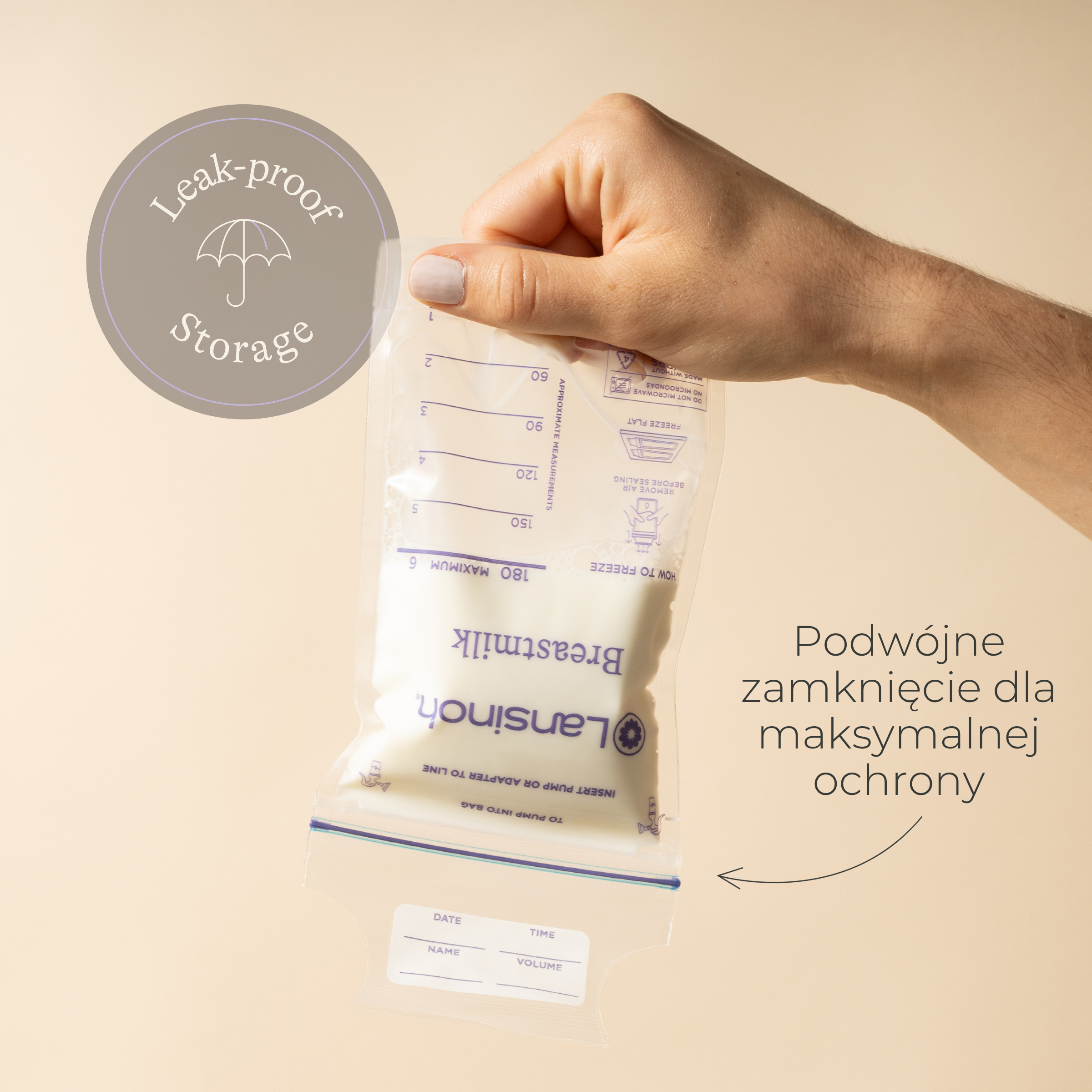 LANSINOH Woreczki do przechowywania pokarmu, 50 sztuk