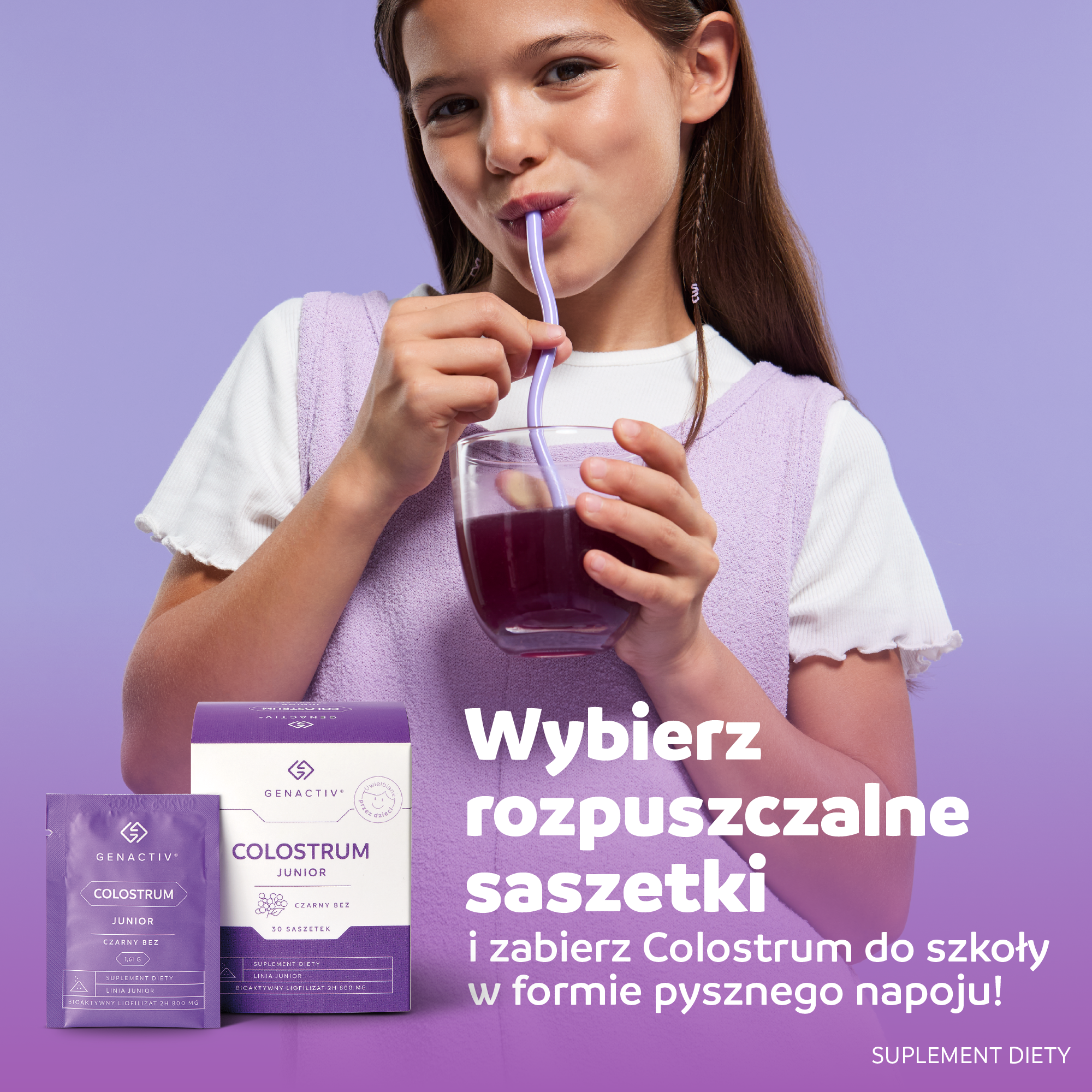 Genactiv Colostrum Junior Czarny Bez Proszek, saszetki, 30 sztuk