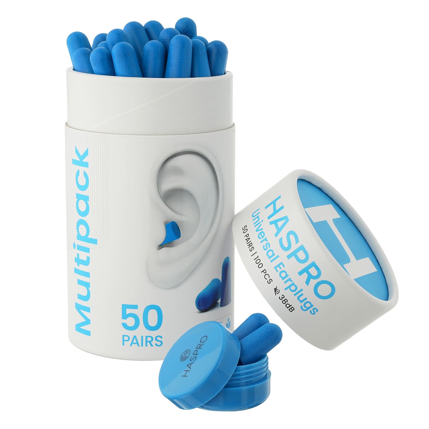 Haspro Universal Earplugs Stopery do uszu kolor niebieski tuba, 50 par zdjęcie