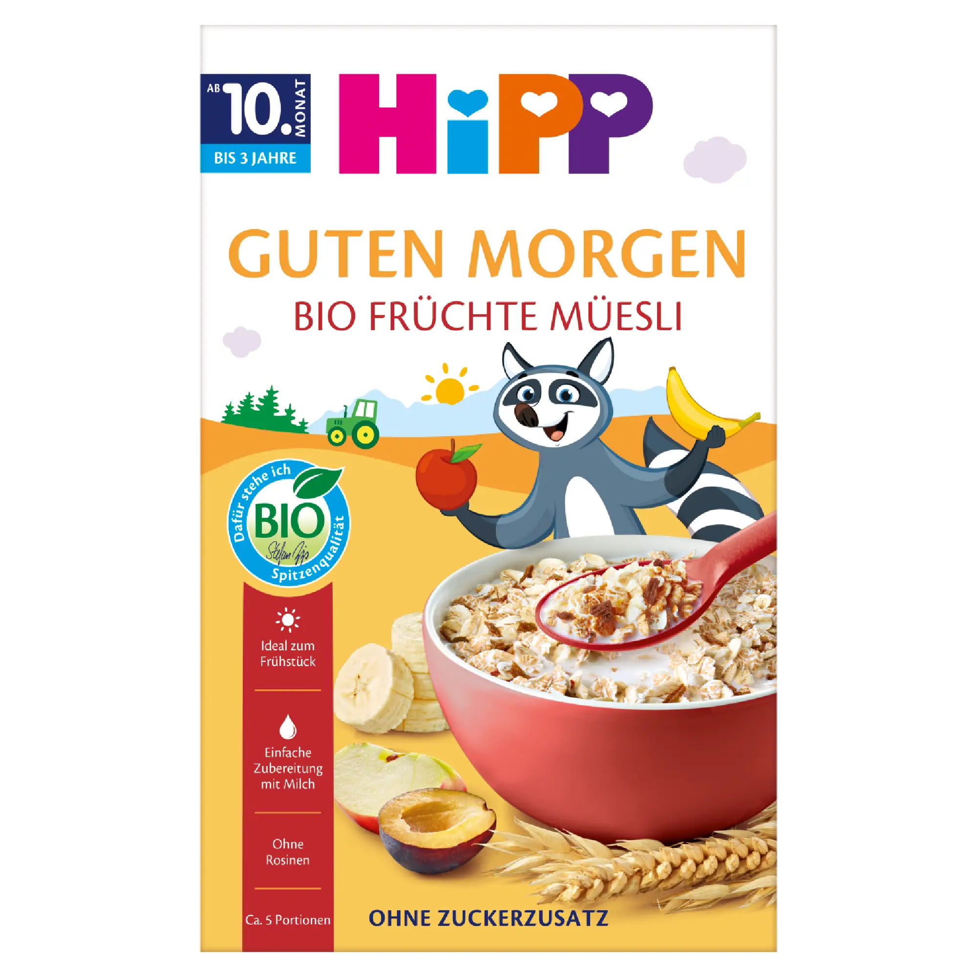HiPP BIO od pokoleń, Musli Banany-Jabłka-Śliwki, od 10. m-ca, 200 g