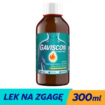Gaviscon o smaku mięty, zawiesina doustna na zgagę i niestrawność, 300 ml