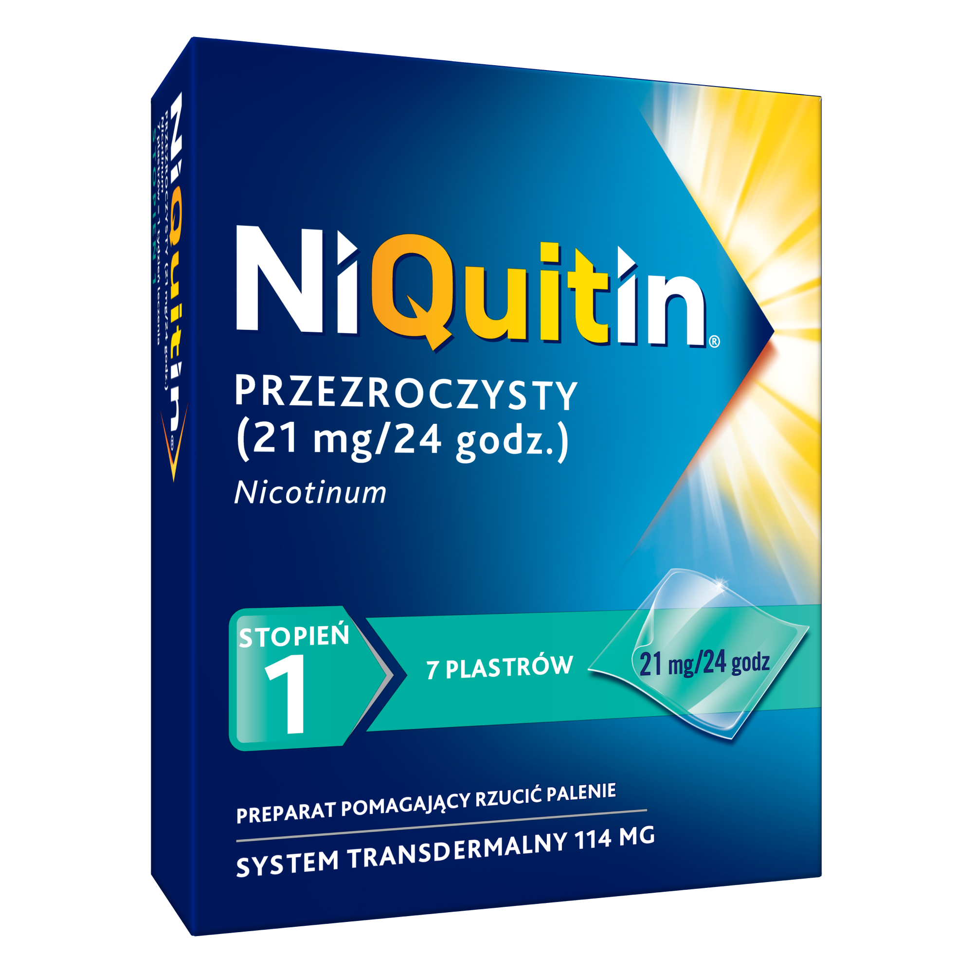 NiQuitin System transdermalny 21 mg stopień 1 21 mg/24h plastry przezroczyste 7 sztuk zdjęcie