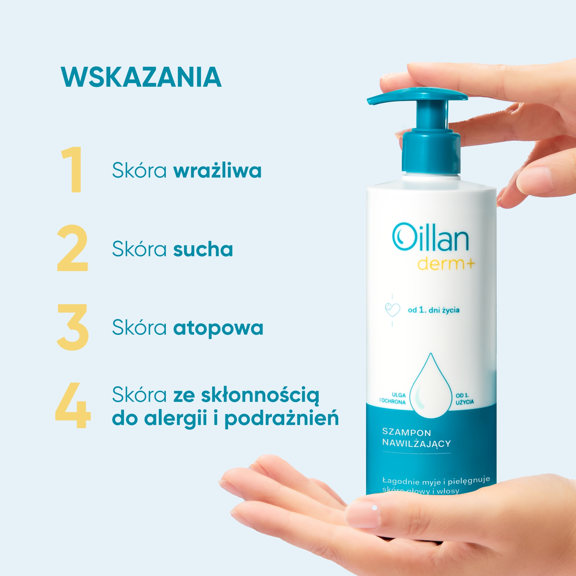 Oillan derm+, szampon nawilżający, 200 ml