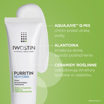 Iwostin Purritin Rehydrin, krem przywracający nawilżenie, 40 ml