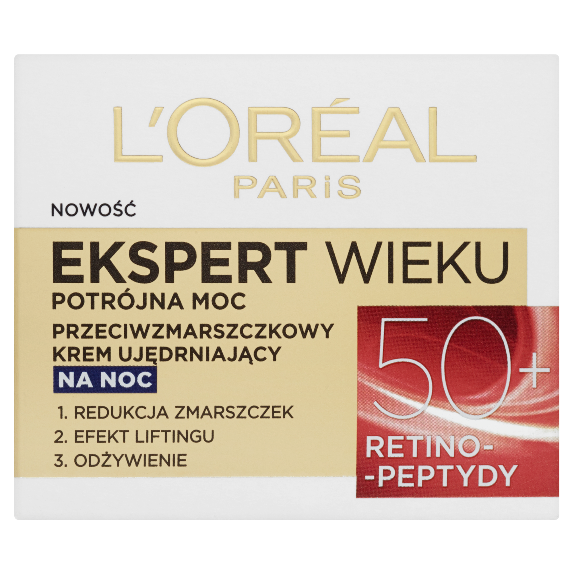 L'OREAL EKSPERT WIEKU Przeciwzmarszczkowy krem ujędrniający na noc 50+, 50 ml zdjęcie