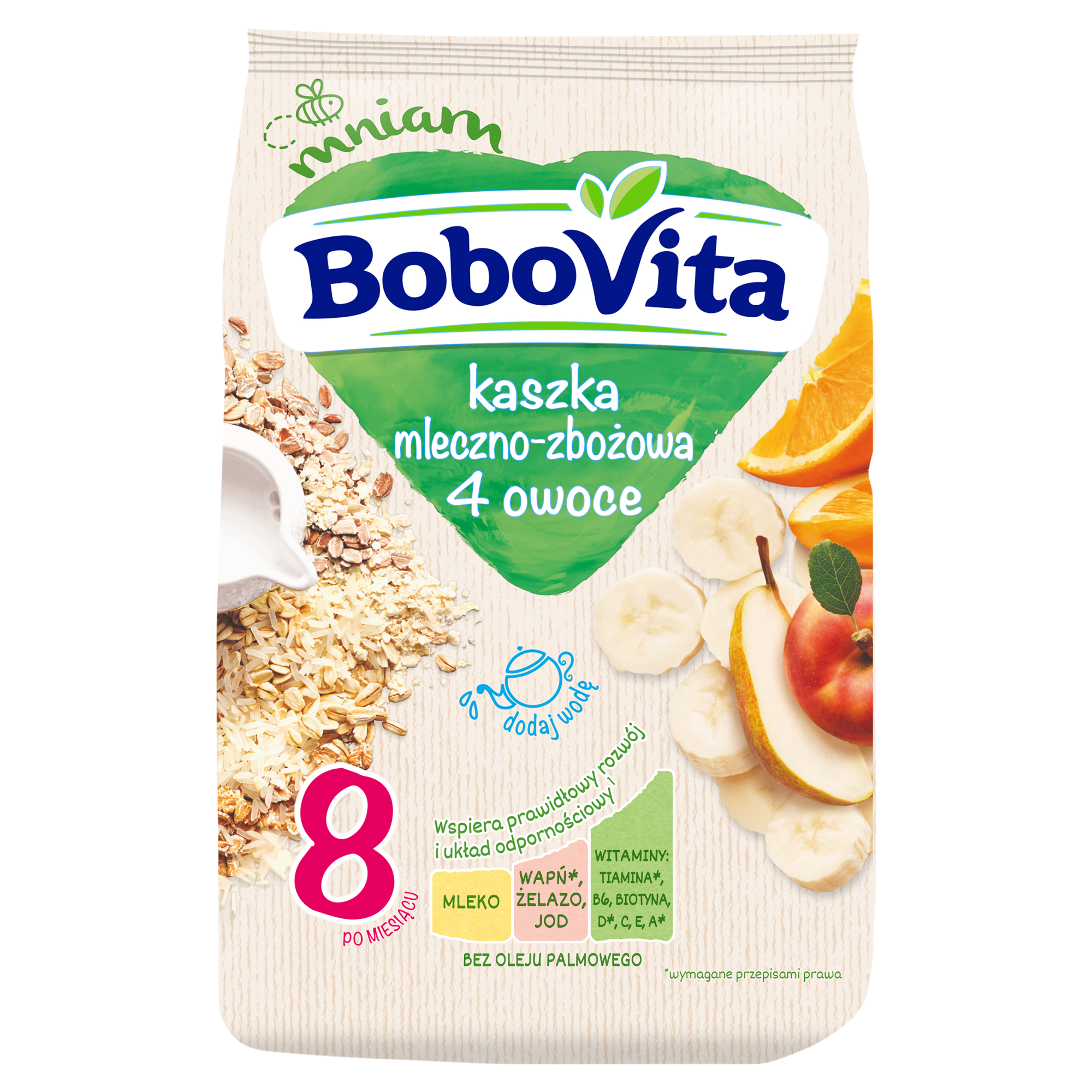 BOBOVITA Kaszka mleczno-zbożowa 4 owoce po 8 m-cu - 230 g zdjęcie