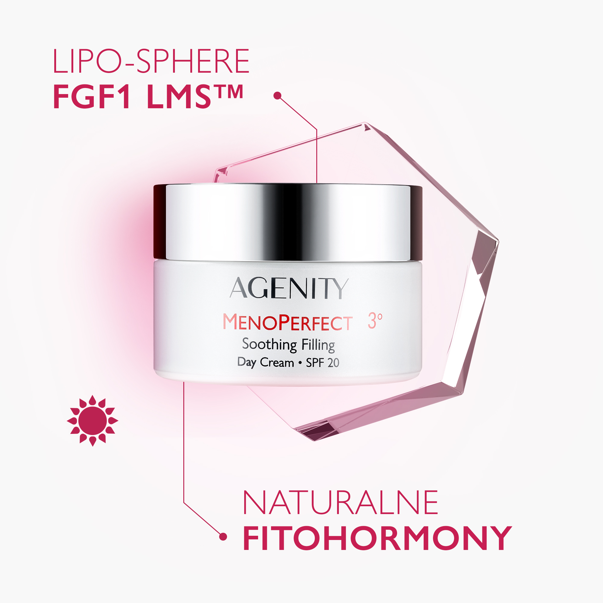 Agenity Menoperfect 3°, Krem wypełniający łagodzący na dzień SPF 20, 50 ml