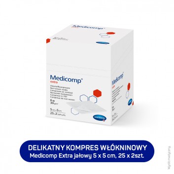 Hartmann Medicomp Extra kompresy jałowe z włókniny 7,5cm x 7,5cm 25 x 2 sztuki