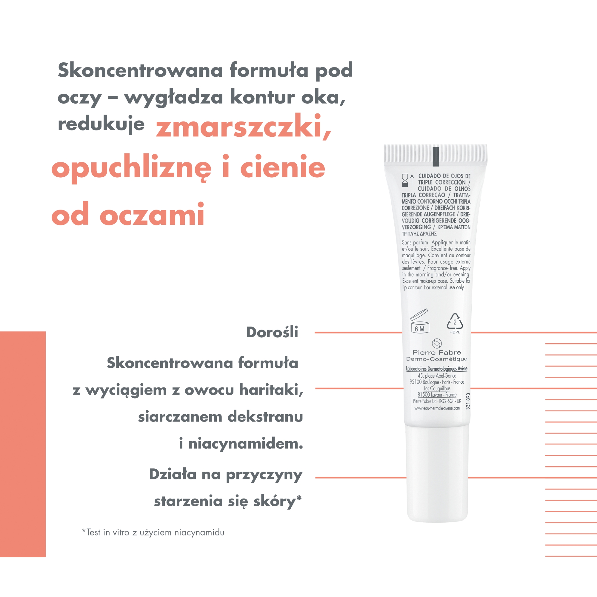 Avene Hyaluron Activ B3 Krem pod oczy o potrójnym działaniu korygującym 15 ml