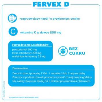 Fervex D 500 mg + 200 mg + 25 mg do sporządzania roztworu doustnego 8 saszetek