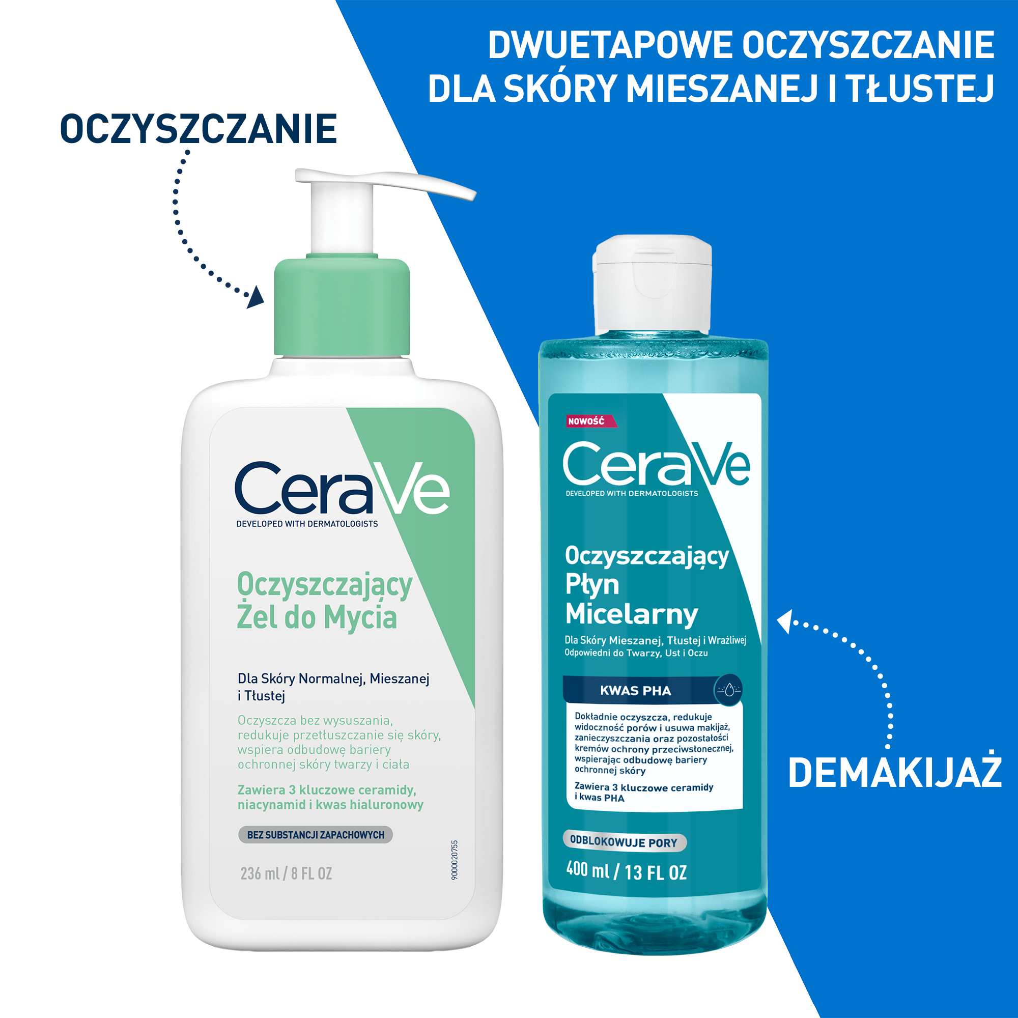 CeraVe Oczyszczający płyn micelarny dla skóry mieszanej i tłustej, 400 ml