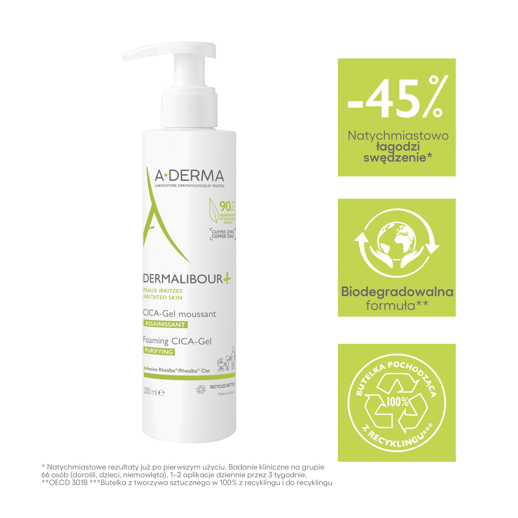 A-Derma Dermalibour+ CICA Żel do mycia, skóra podrażniona, 200 ml