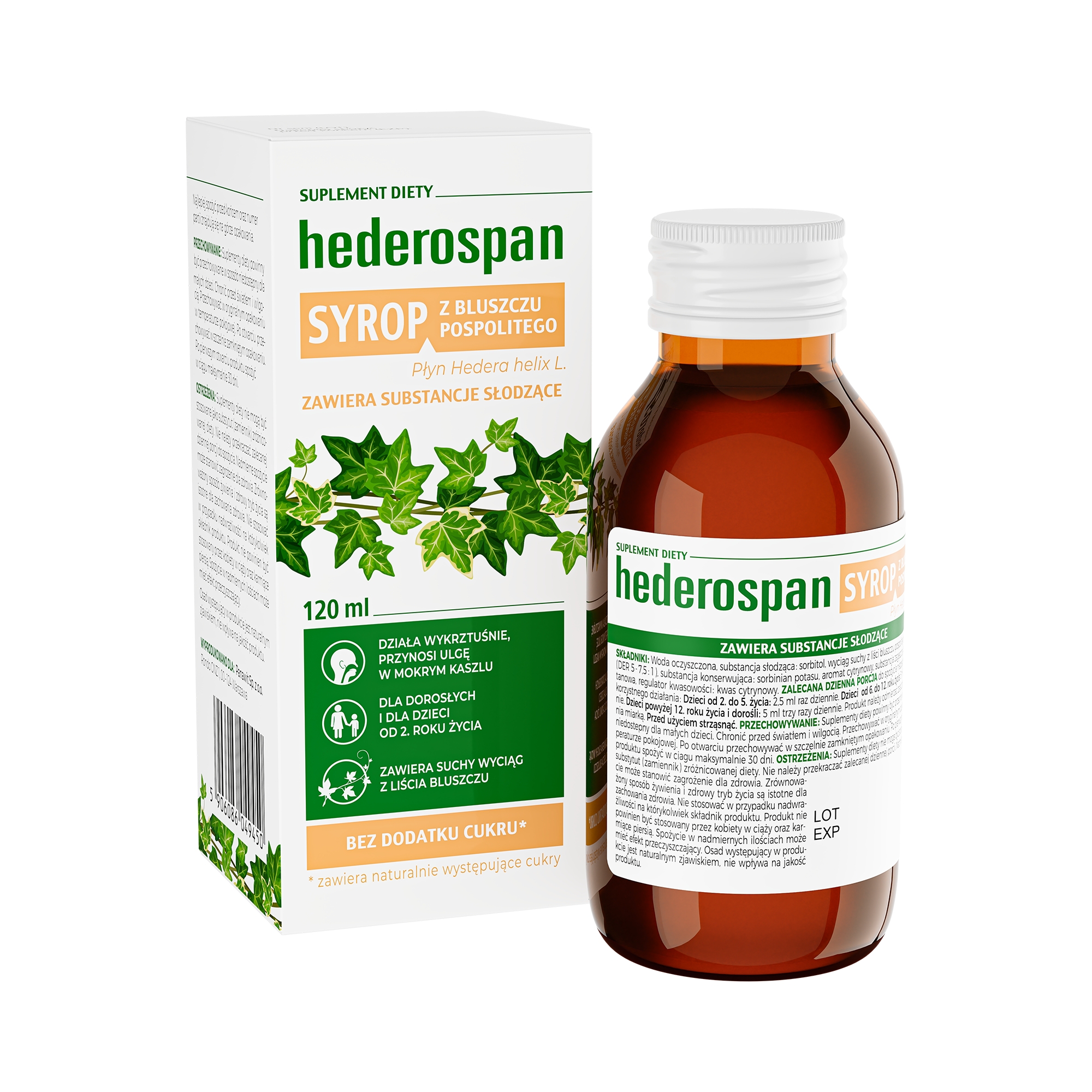 Hederospan, syrop z z bluszczu pospolitego, 120 ml