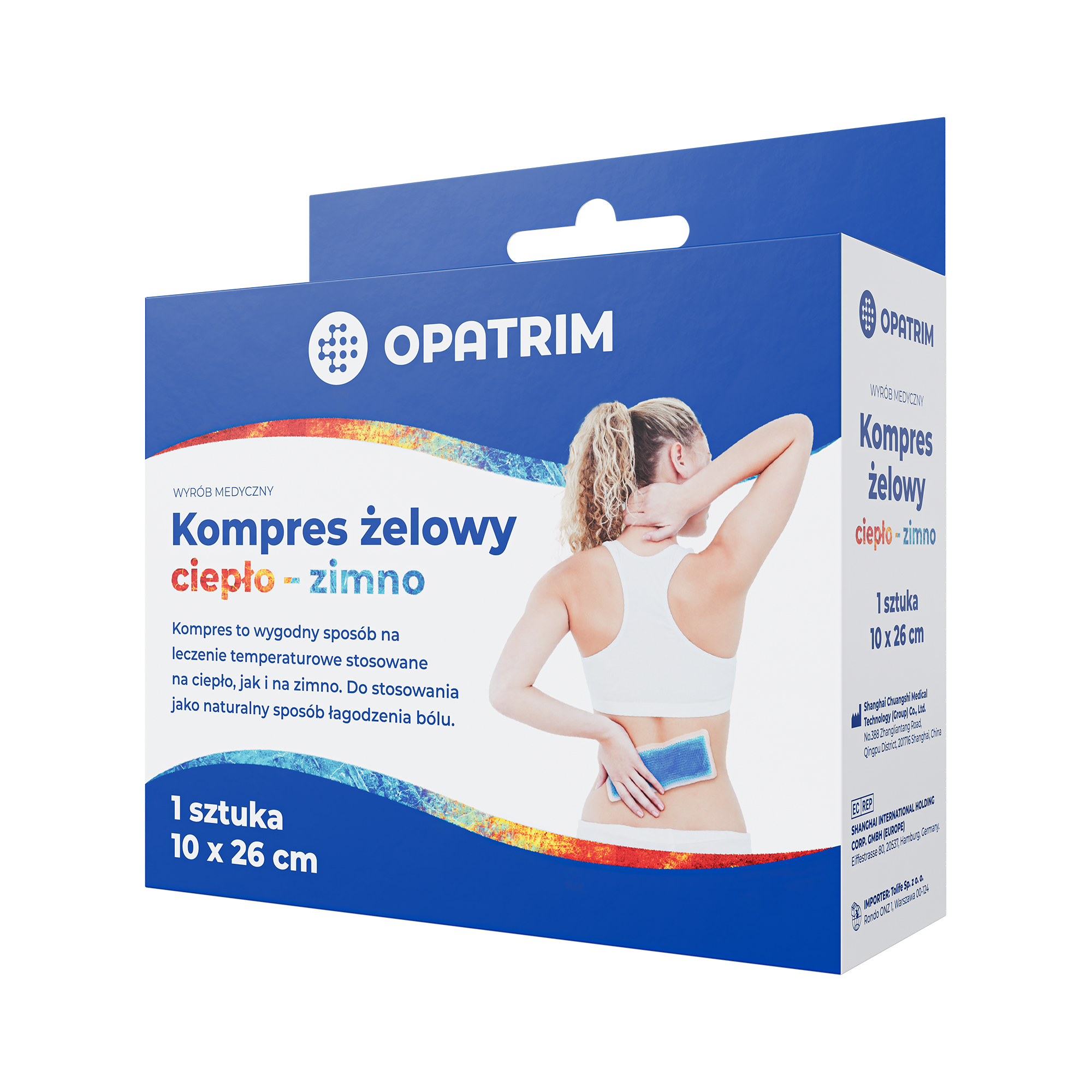 Opatrim Kompres żelowy ciepło-zimno 10x26 cm, 1 sztuka
