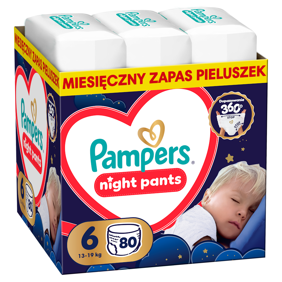 Pampers Night Pieluchomajtki rozmiar 6, 13-19 kg, 80 sztuk zdjęcie