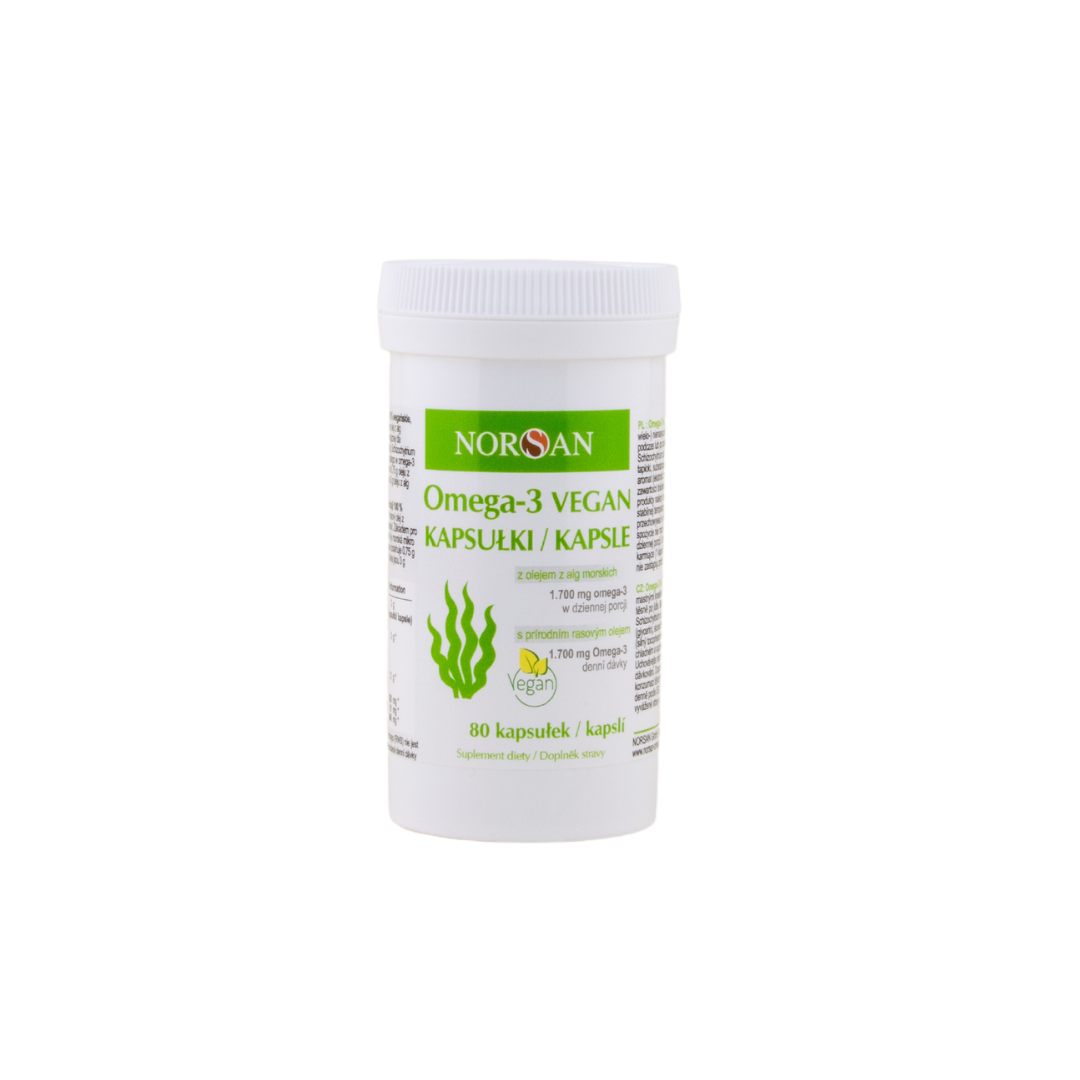 Norsan Omega-3 Vegan z olejem z alg morskich, 80 kapsułek zdjęcie