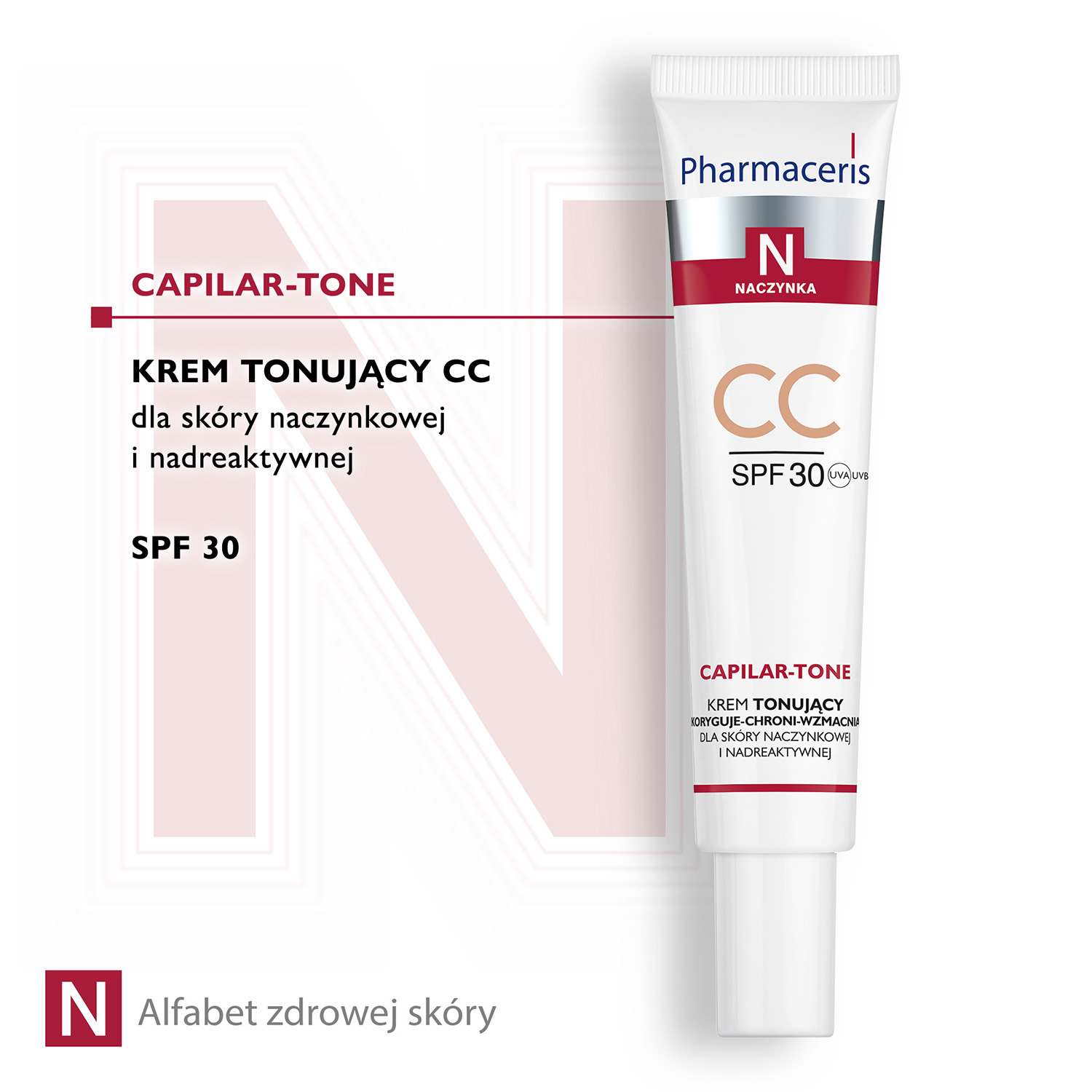 Pharmaceris N Capilar-Tone, krem tonujący CC, SPF 30, skóra naczynkowa i nadreaktywna, 40 ml