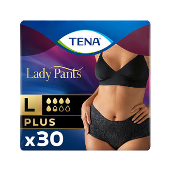 Tena Lady Pants Noir Plus, bielizna chłonna dla kobiet, kolor czarny L, 30 sztuk
