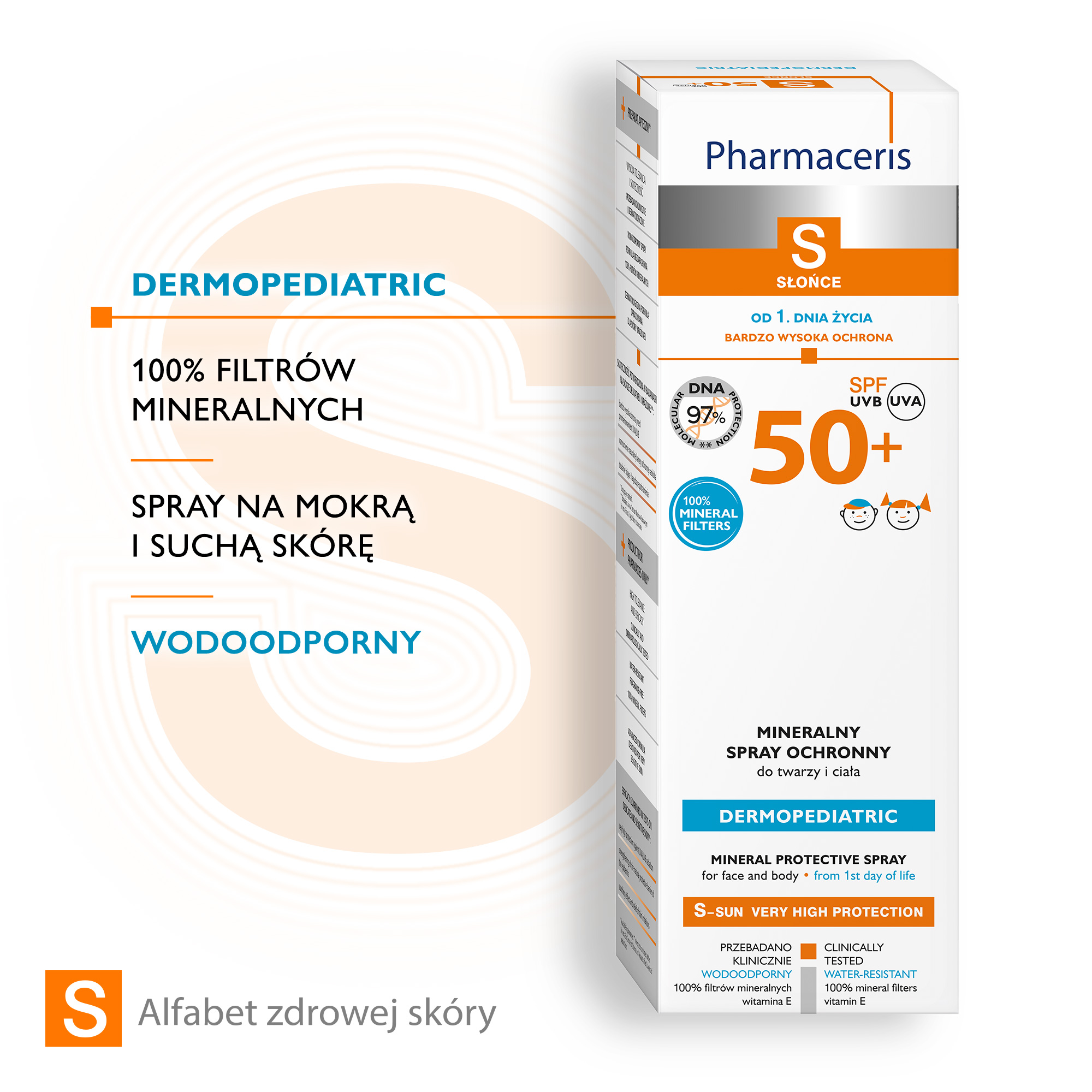 Pharmaceris S, mineralny spray ochronny do twarzy i ciała, SPF 50+ 100 ml