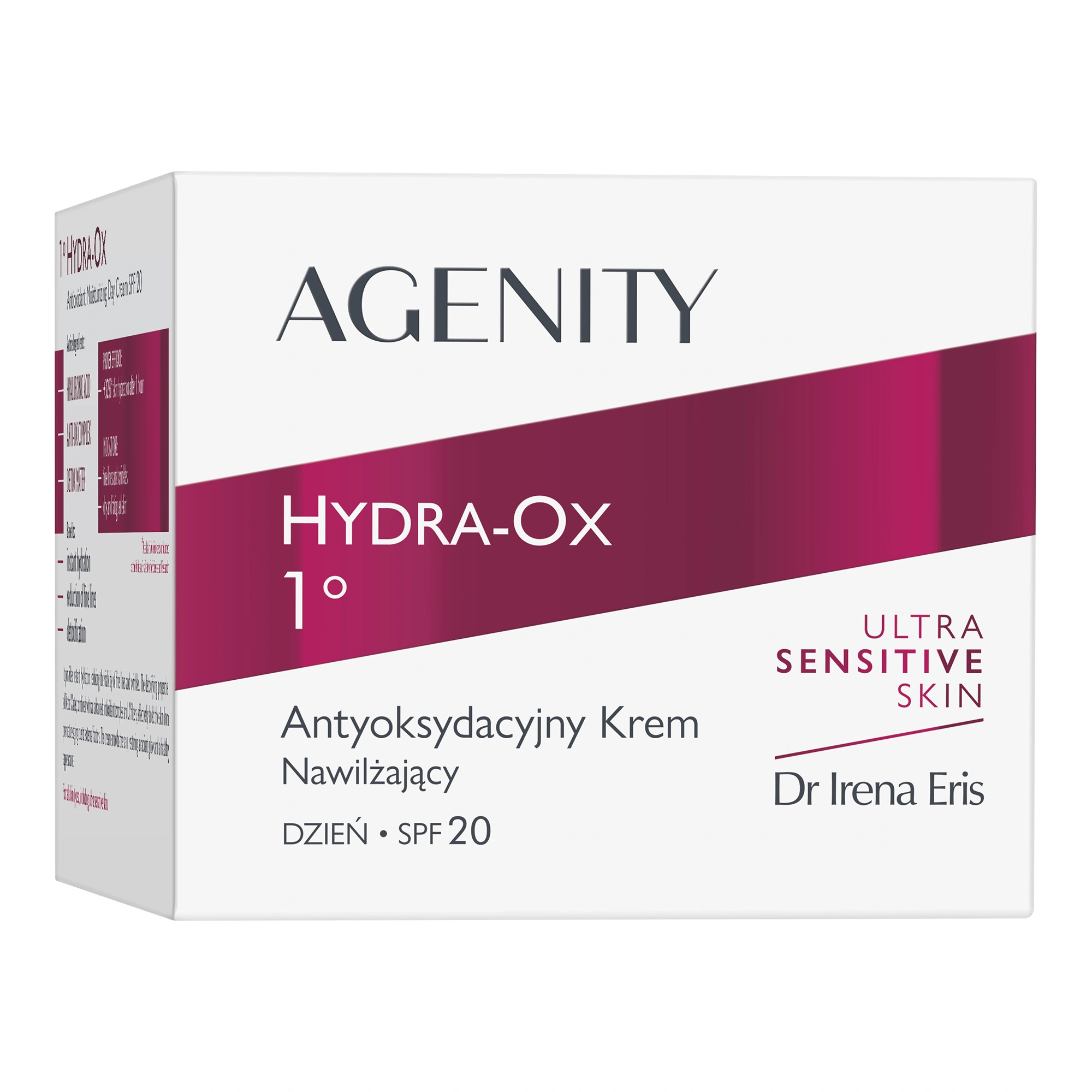 Agenity Hydra-Ox 1°, Krem nawilżający antyoksydacyjny na dzień SPF 20, 50 ml