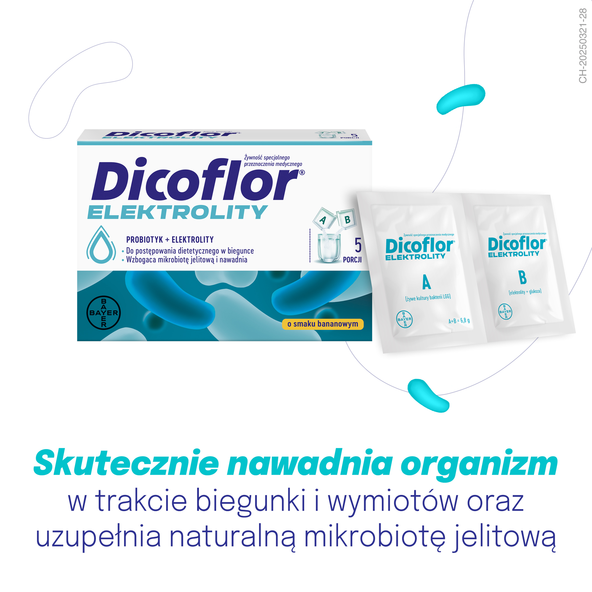 Dicoflor Elektrolity o smaku bananowym, saszetki, 10 sztuk