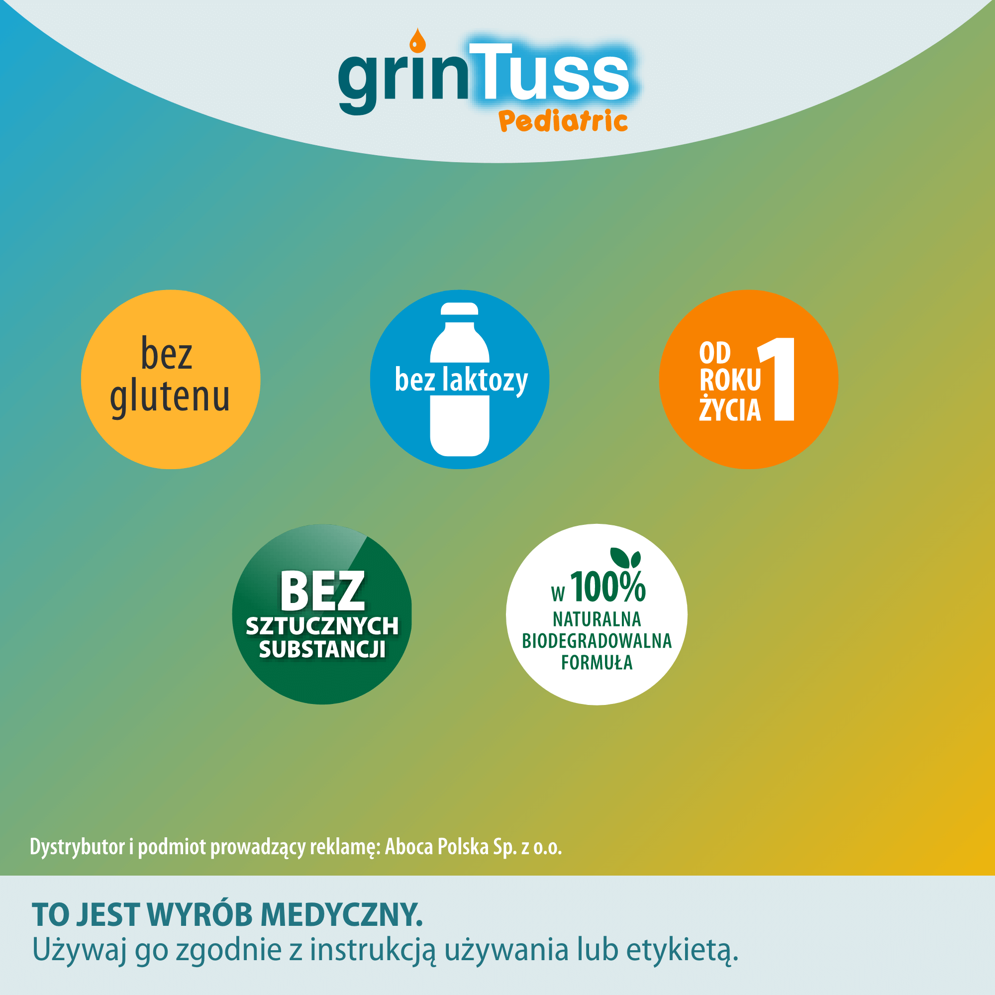 Aboca GrinTuss Pediatric Kaszel suchy i mokry syrop 128 g
