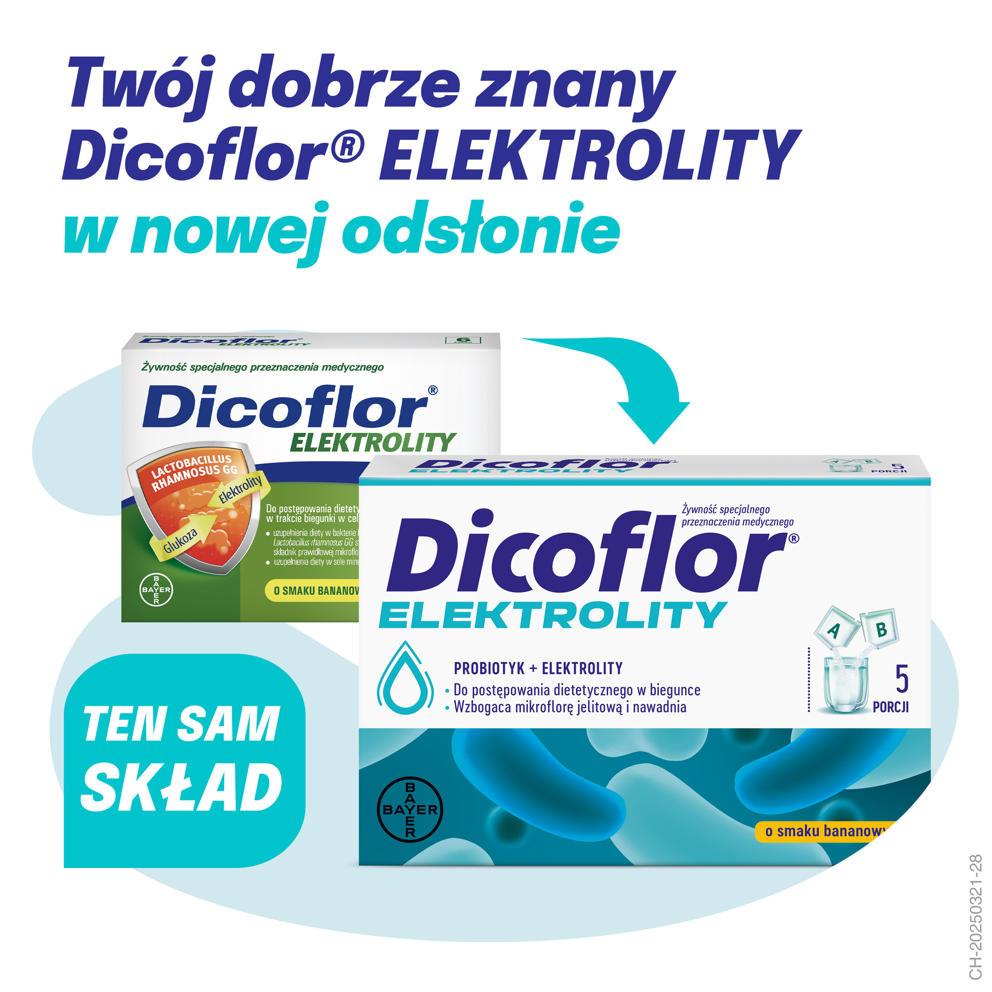 Dicoflor Elektrolity o smaku bananowym, saszetki, 10 sztuk