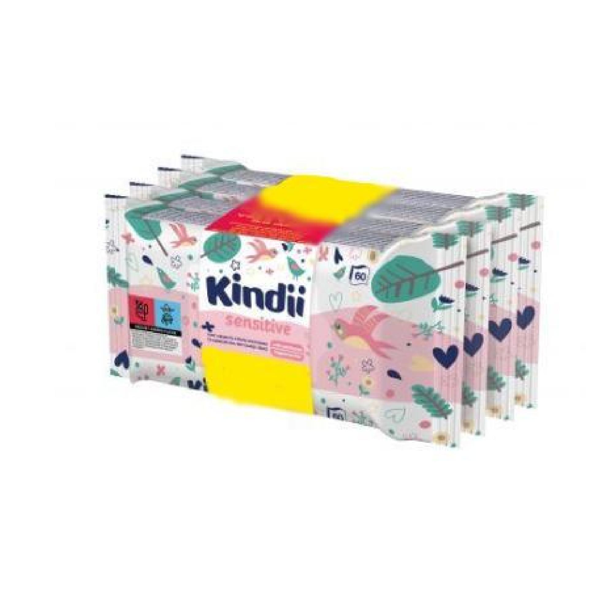 Kindii Sensitive Chusteczki dla niemowląt i dzieci, 4x60 sztuk zdjęcie