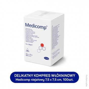 Hartmann Medicomp kompresy niejałowe z włókniny 4 warstwowe 7,5cm x 7,5 cm 100 sztuk