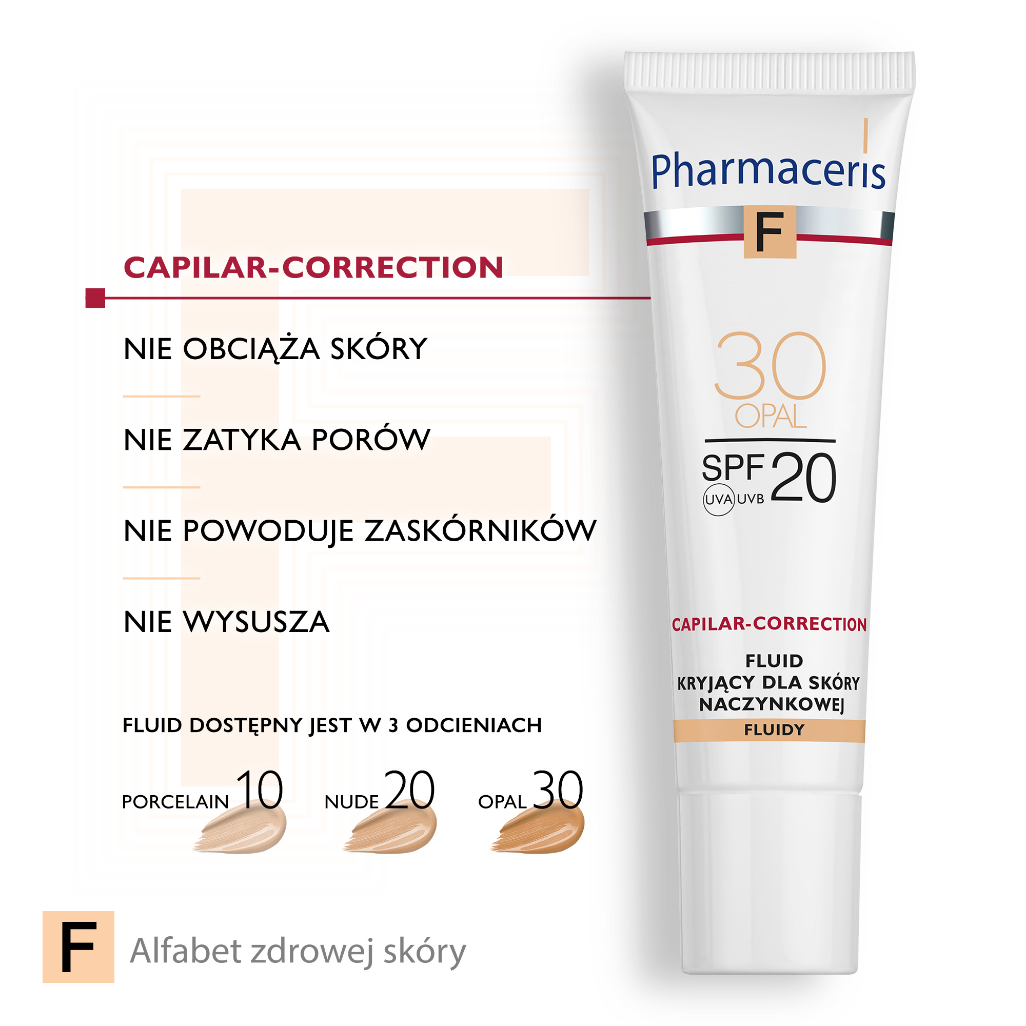 PHARMACERIS F Fluid kryjący dla skóry naczynkowej SPF20 20 nude - 30 ml