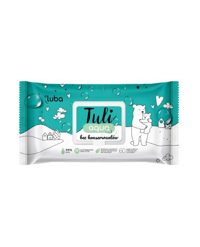 Luba Tuli Aqua, Chusteczki nawilżane bez konserwantów 99% wody, 60 sztuk zdjęcie