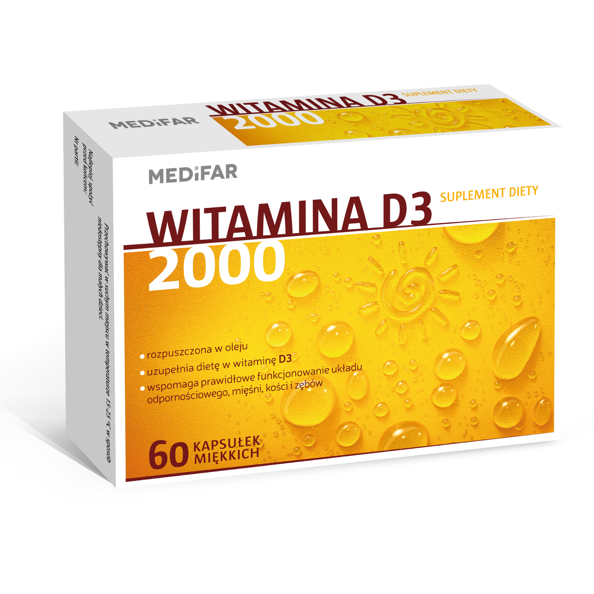 MediFar, Witamina D3 2000 j.m., kapsułki, 60 sztuk