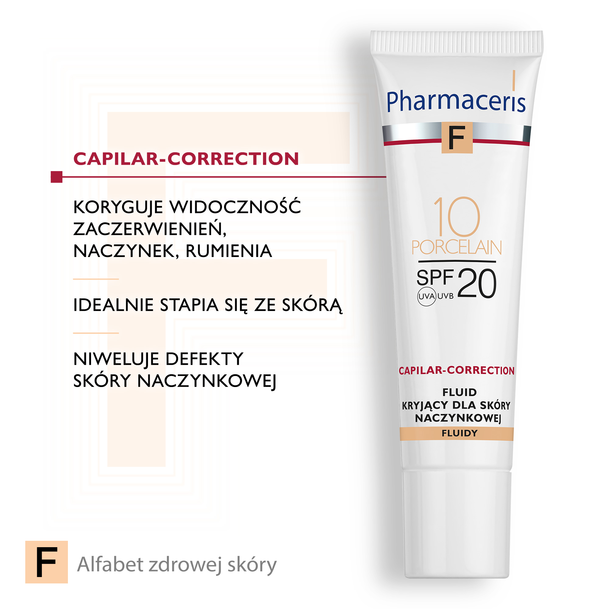 PHARMACERIS F Fluid kryjący dla skóry naczynkowej SPF20 10 porcelain - 30 ml