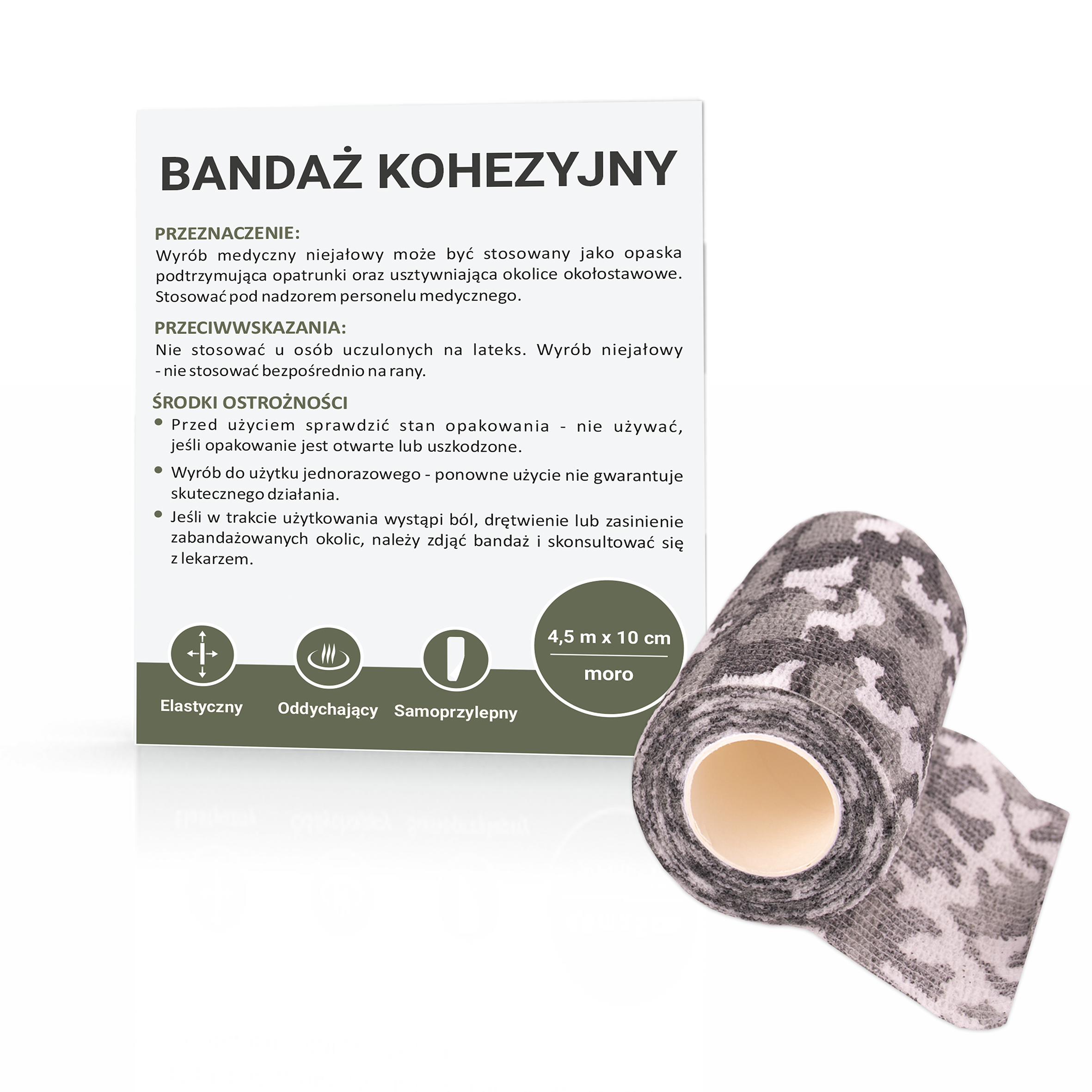 Paso bandaż kohezyjny 4,5 m x 10 cm moro 1 sztuka