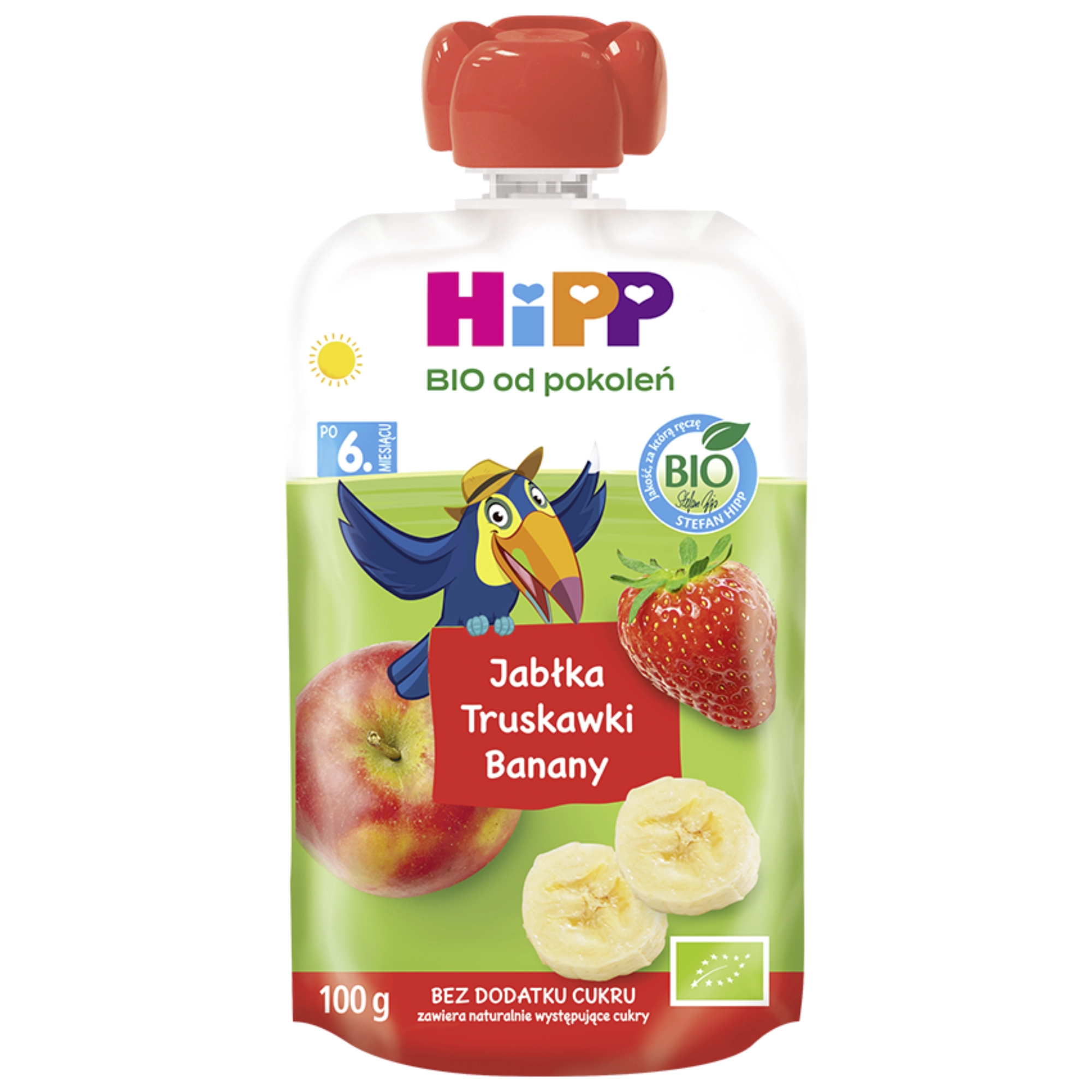 HiPP BIO od pokoleń, Jabłka-Truskawki-Banany, po 6. m-cu, 100 g