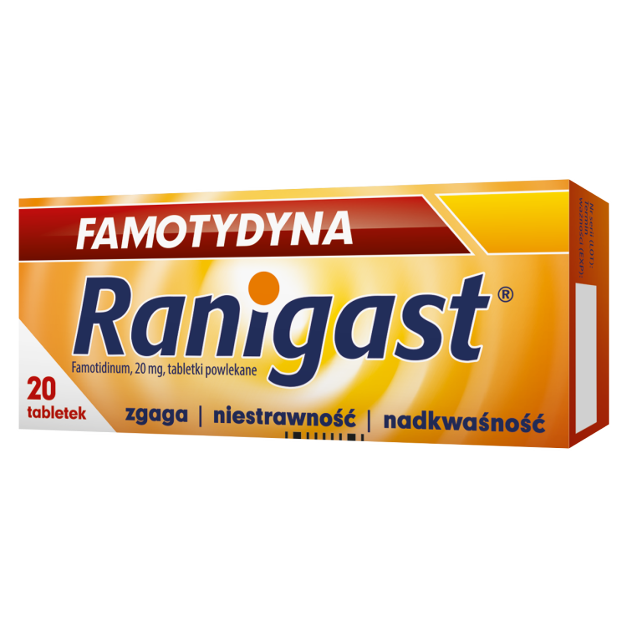 Famotydyna Ranigast 20 mg 20 tabletek powlekanych zdjęcie