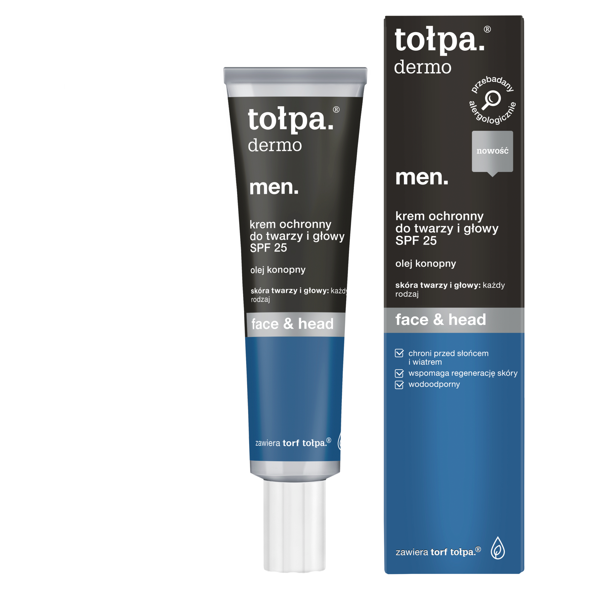 Tołpa Men Face&Head, Ochronny krem do twarzy i głowy SPF25+, 40 ml zdjęcie