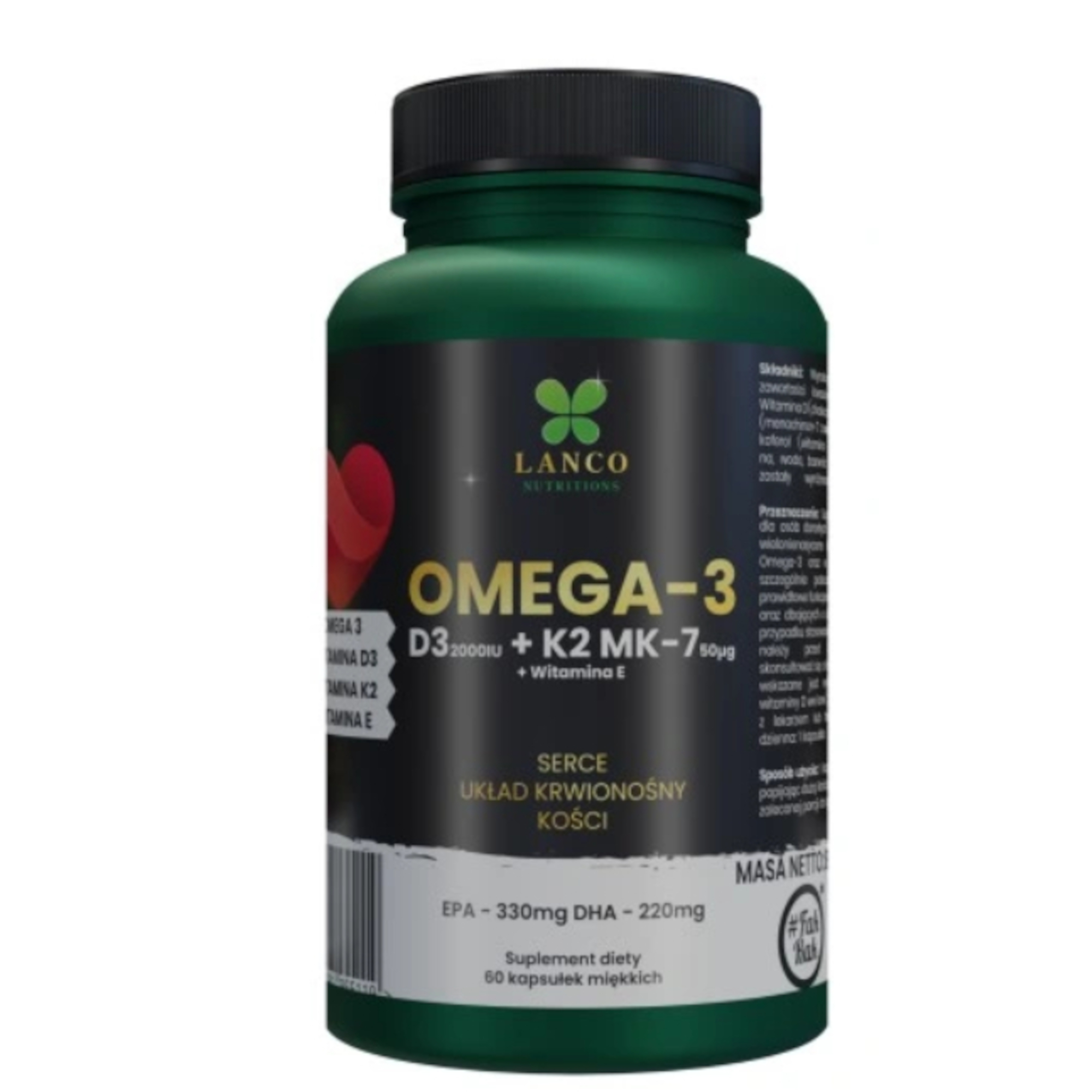 Lanco Omega-3 +D3+K2, kapsułki, 60 sztuk zdjęcie