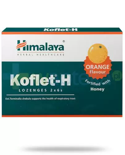 Himalaya Koflet-H Orange, smak pomarańczowy, pastylki do ssania 12 sztuk zdjęcie