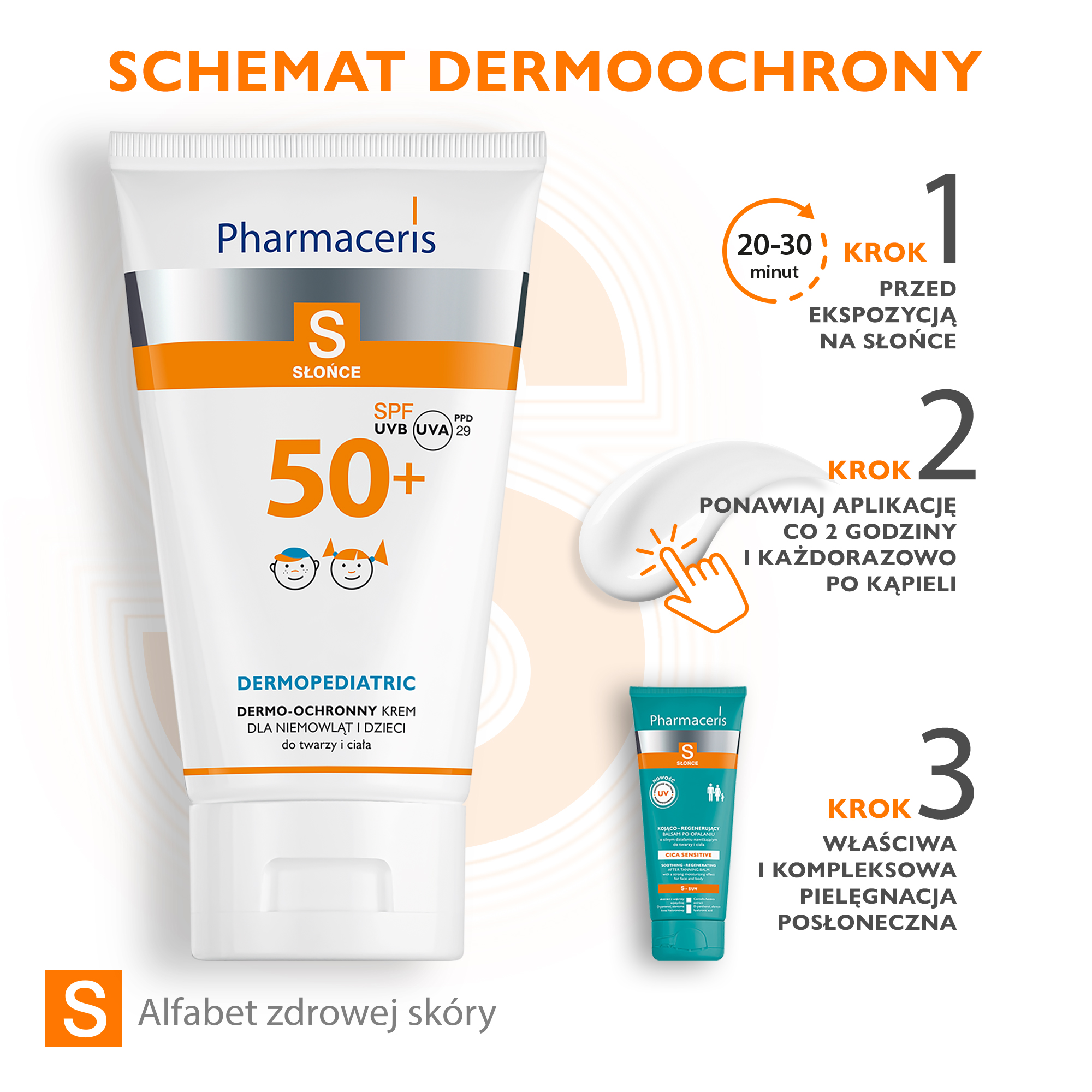 Pharmaceris S DERMOPEDIATRIC, Dermo-ochronny krem do twarzy i ciała dla niemowląt i dzieci SPF 50+, 125 ml