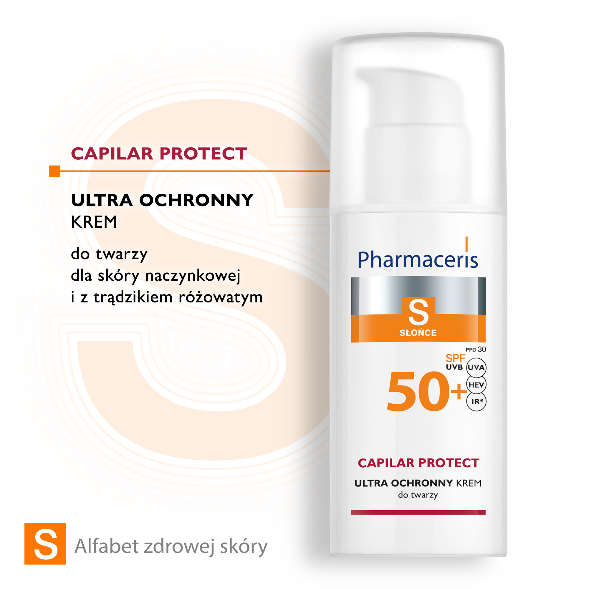 Pharmaceris S, krem ochronny na naczynka i trądzik różowaty SPF 50+, 50 ml