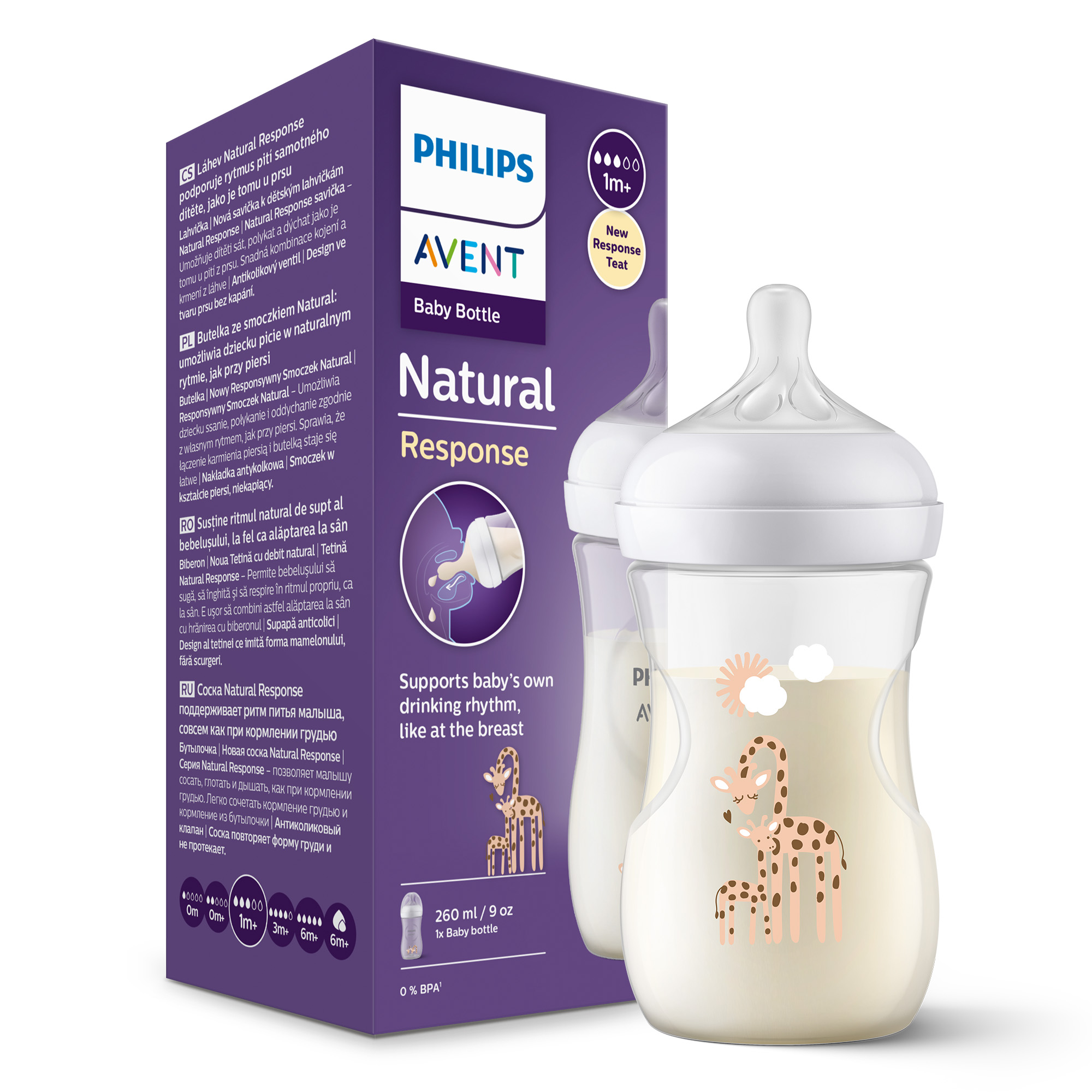 Avent Philips Natural Response butelka 1m+ żyrafa 260 ml [SCY903/66] zdjęcie