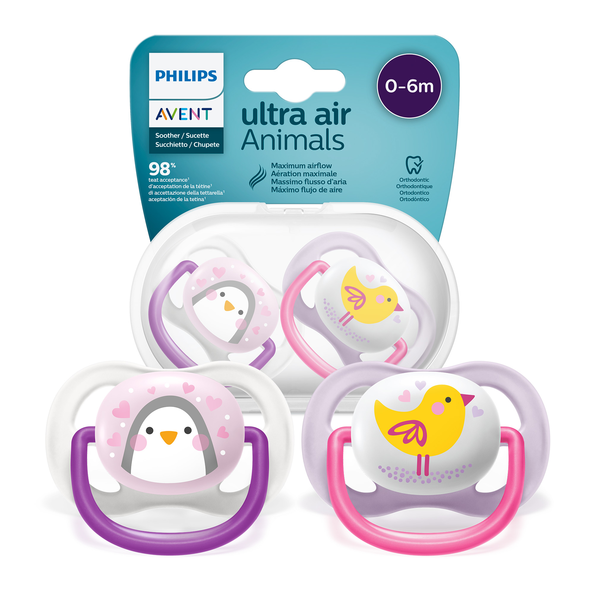 Avent Philips Ultra Air smoczek uspokajający 0-6m 2 sztuki [SCF080/06] zdjęcie
